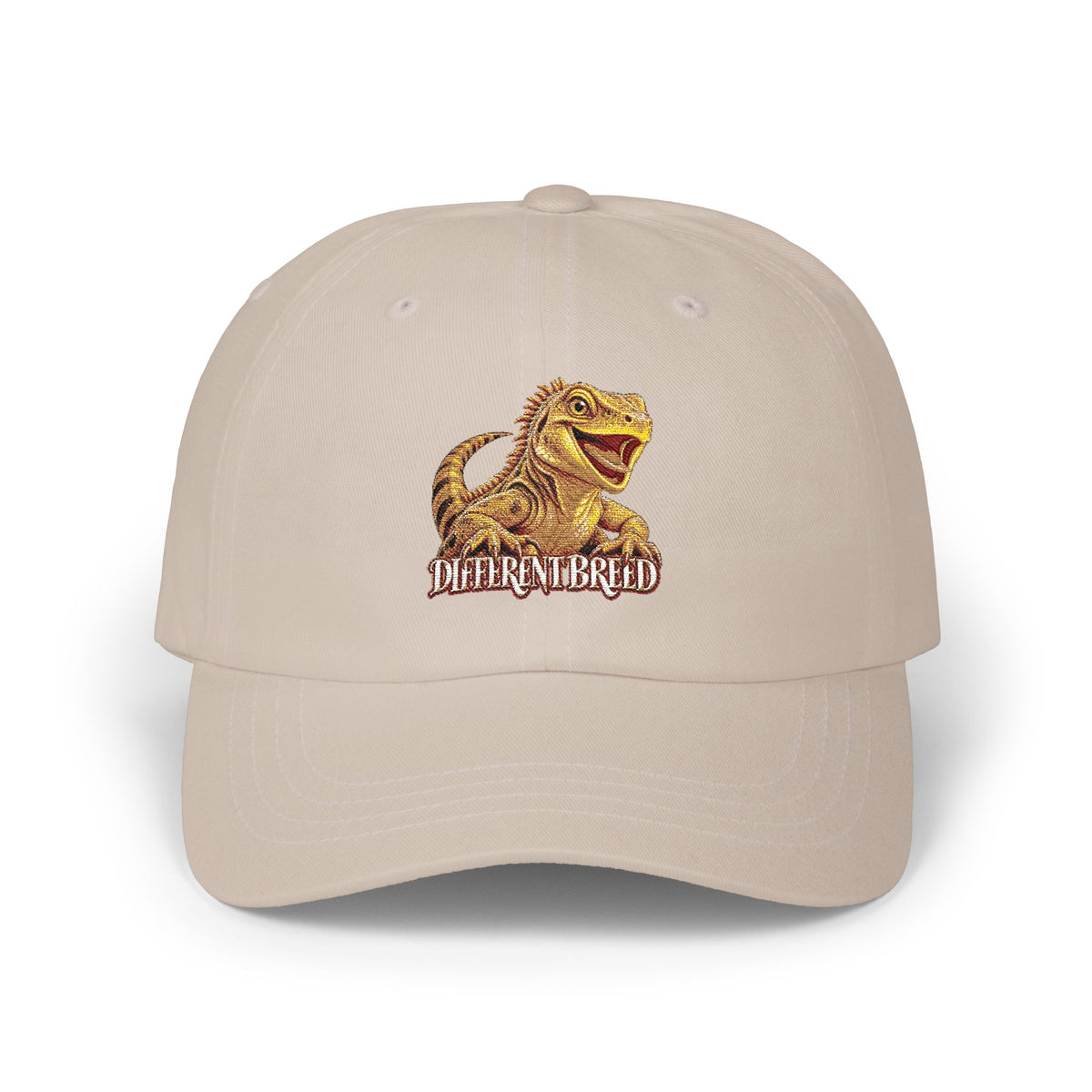 Dad Cap — Golden T-Rex "Dino Brunch" Embroidered Baseball Hat
