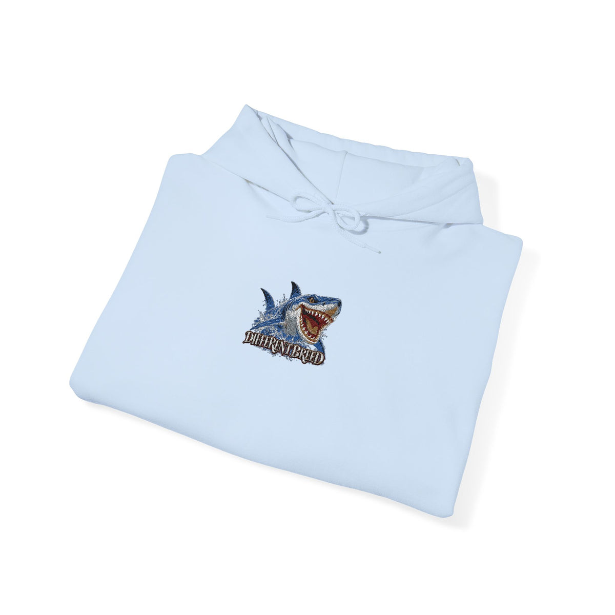 Shark Bite Graphic Hoodie — Small Chest Shark Illustration Sweatshirt