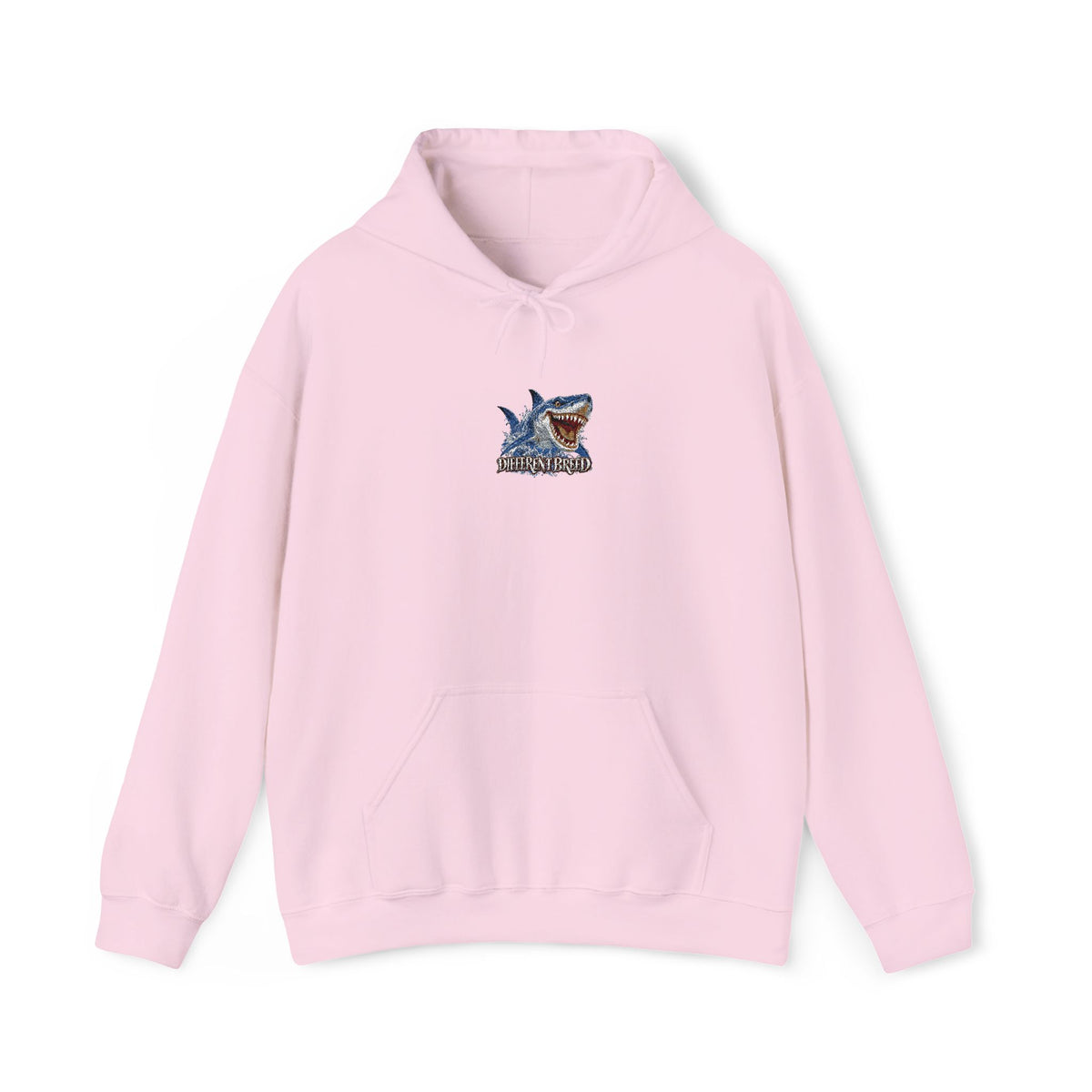 Shark Bite Graphic Hoodie — Small Chest Shark Illustration Sweatshirt