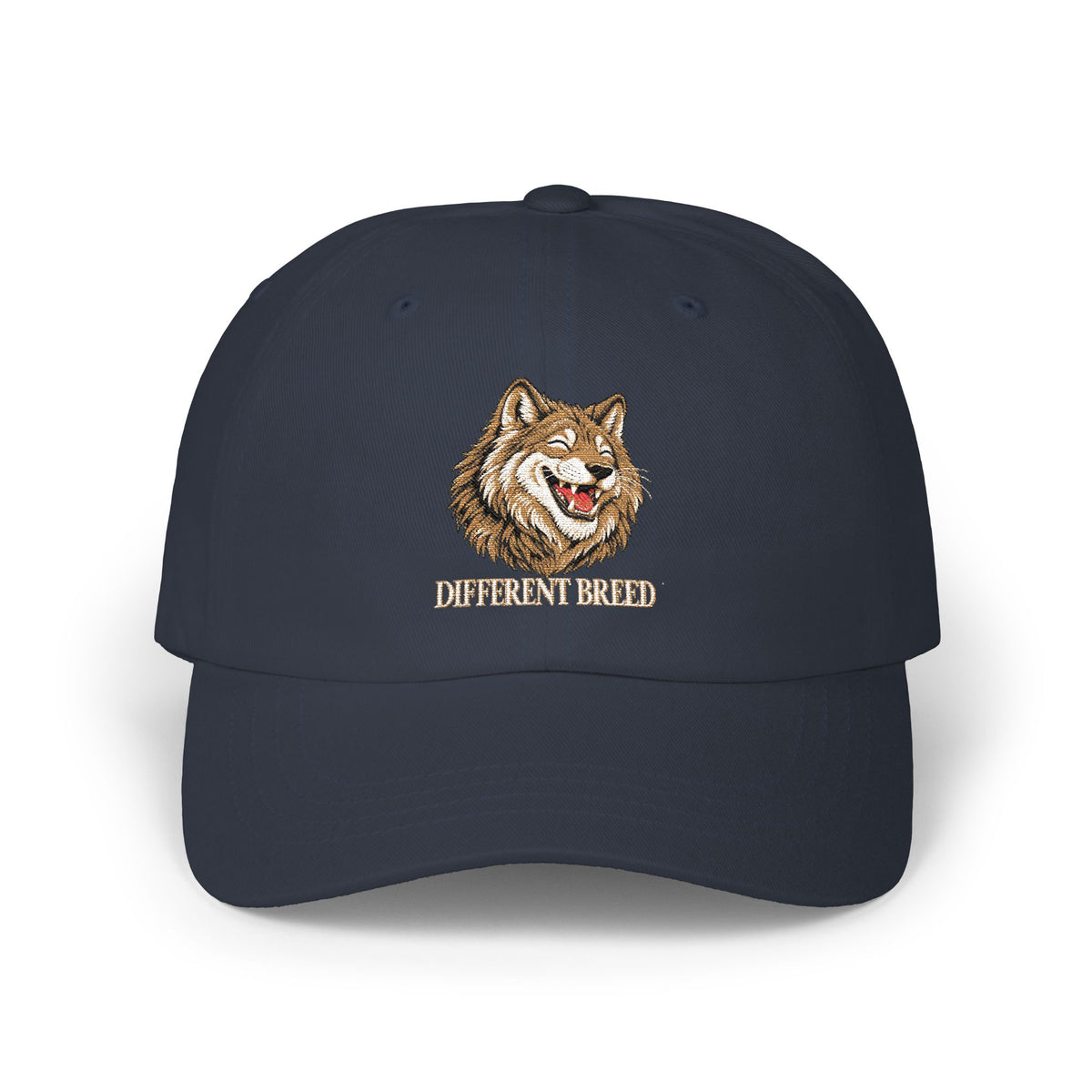 Wolf Embroidered Dad Cap — Classic White Hat with Howling Wolf Design