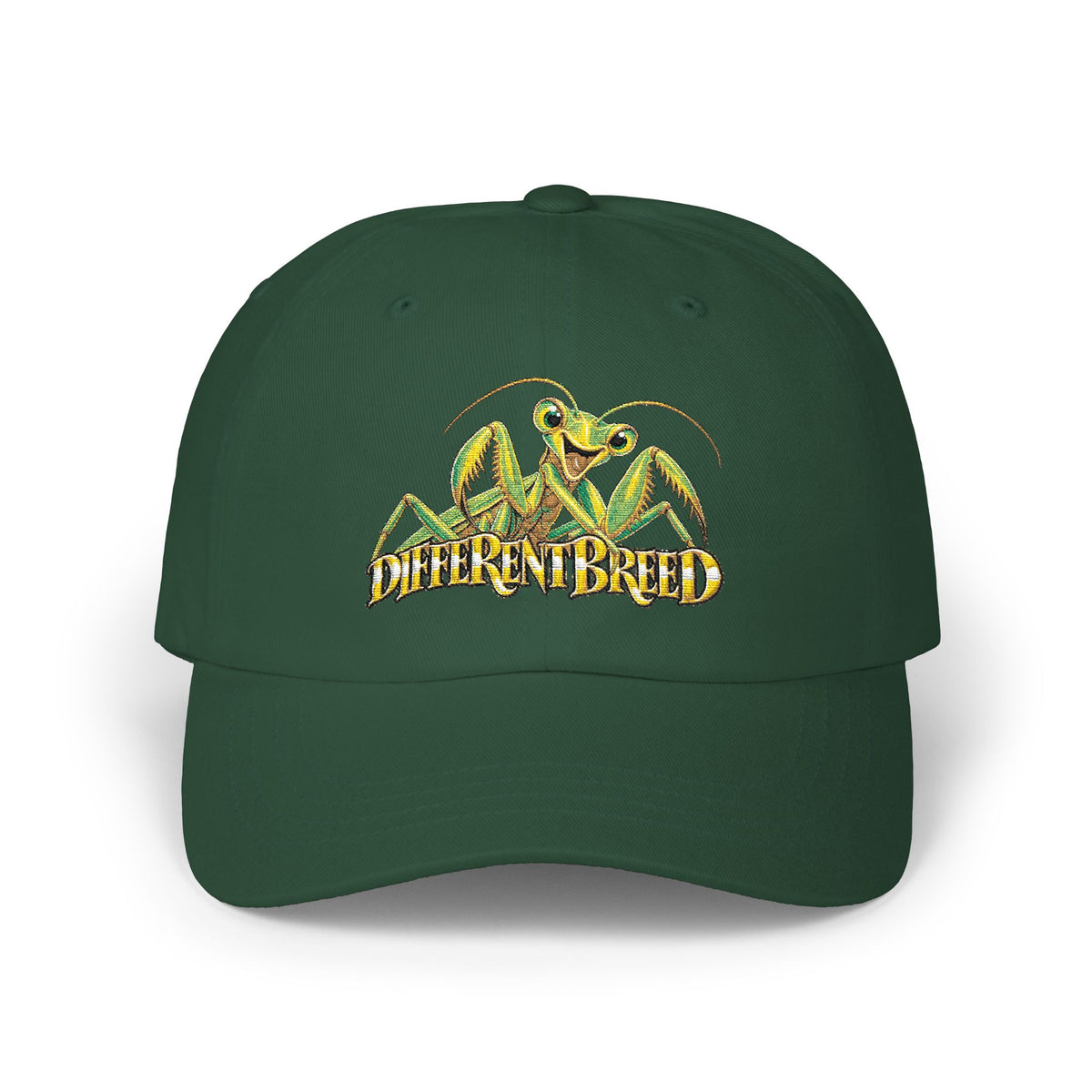Dad Cap — Yellow Praying Mantis "Differentbreed" Embroidered Hat