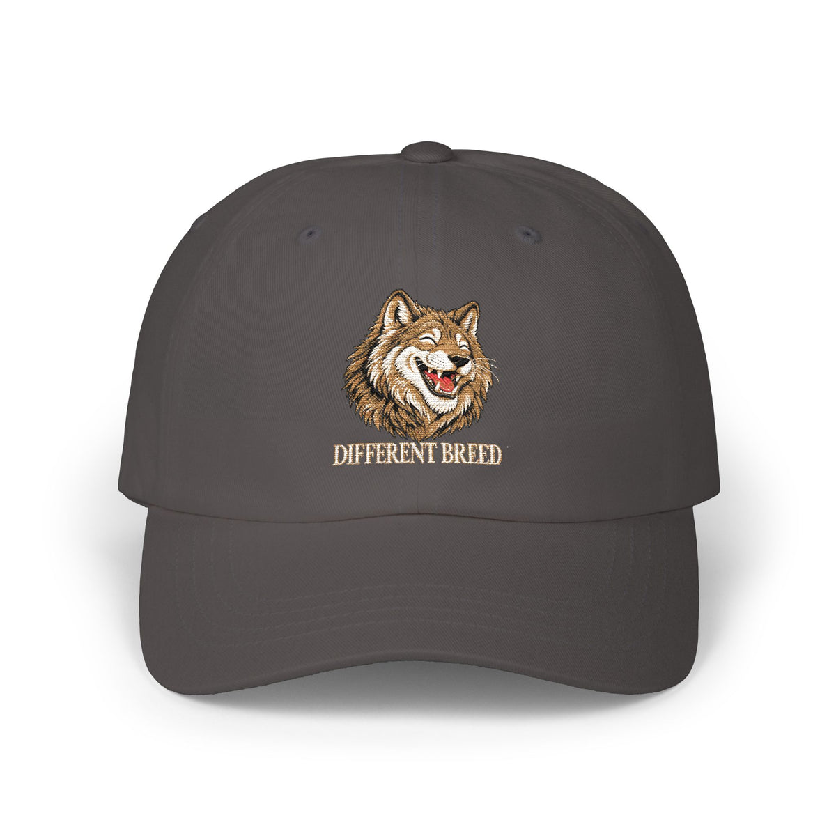 Wolf Embroidered Dad Cap — Classic White Hat with Howling Wolf Design