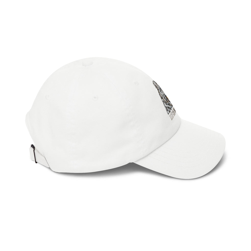 Snow Leopard Dad Cap — Embroidered Wildlife Baseball Hat