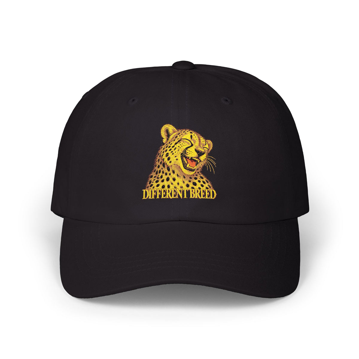 Cheerful Cheetah Dad Cap — Embroidered Smiling Leopard Baseball Hat