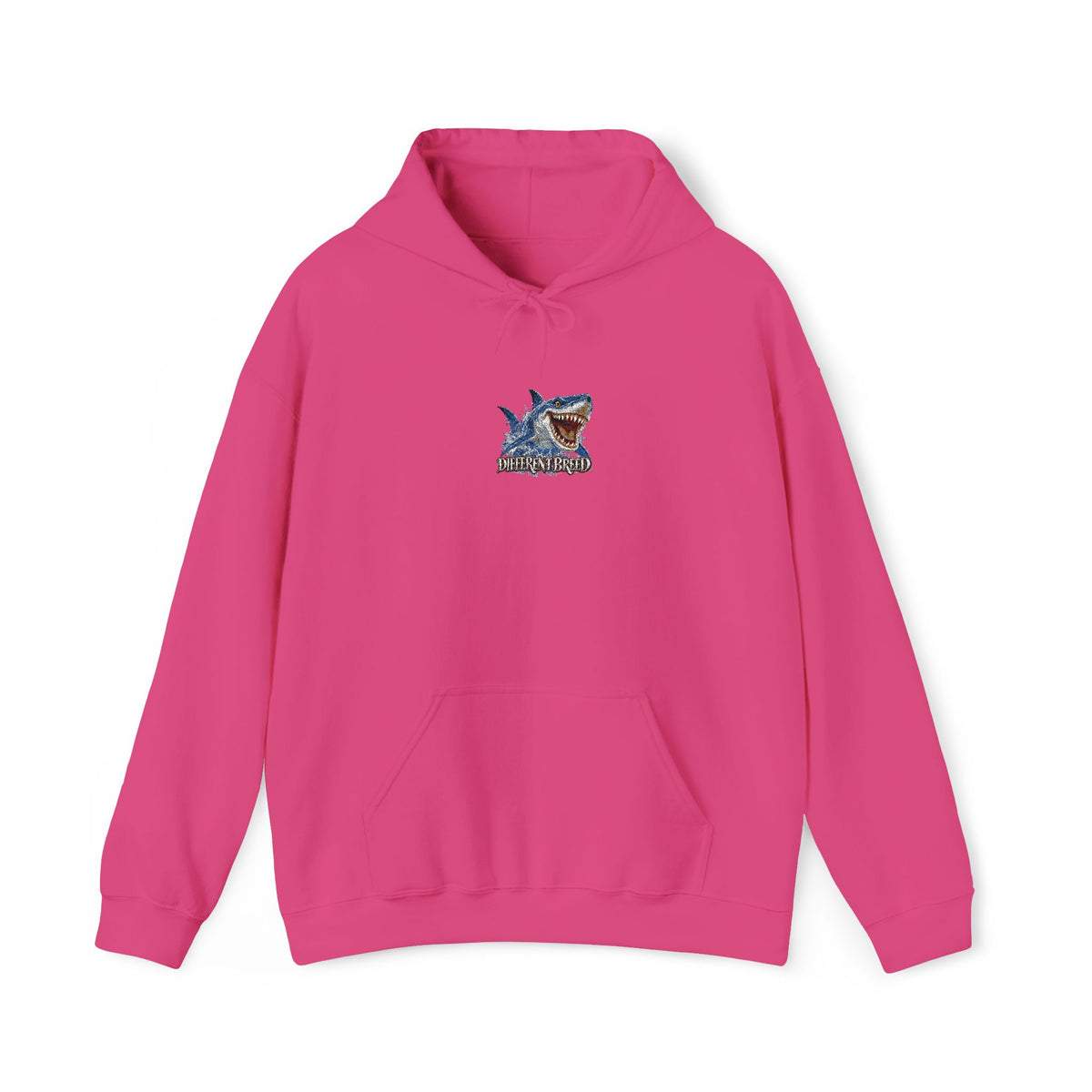 Shark Bite Graphic Hoodie — Small Chest Shark Illustration Sweatshirt
