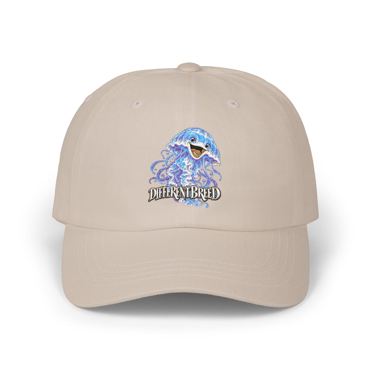 Dad Cap – Blue Wave Skull "Defiant Breed" Embroidered Baseball Hat