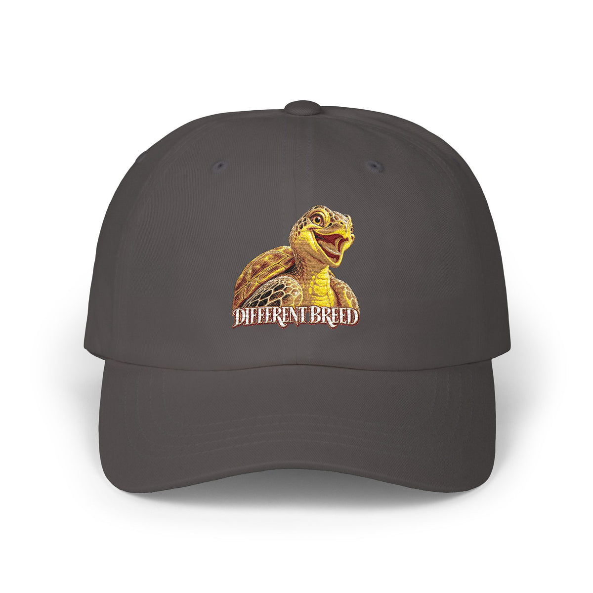 Dad Cap — Golden Laughing Tortoise "Different Breed" Embroidered Hat