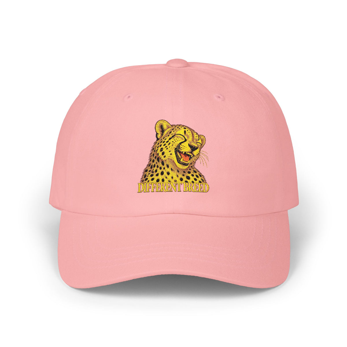 Cheerful Cheetah Dad Cap — Embroidered Smiling Leopard Baseball Hat