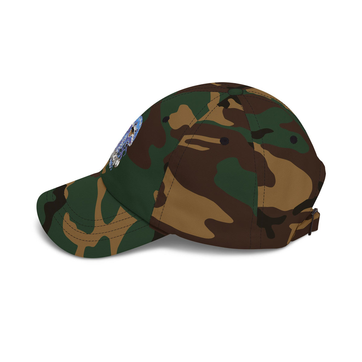 Dad Cap – Blue Wave Skull "Defiant Breed" Embroidered Baseball Hat