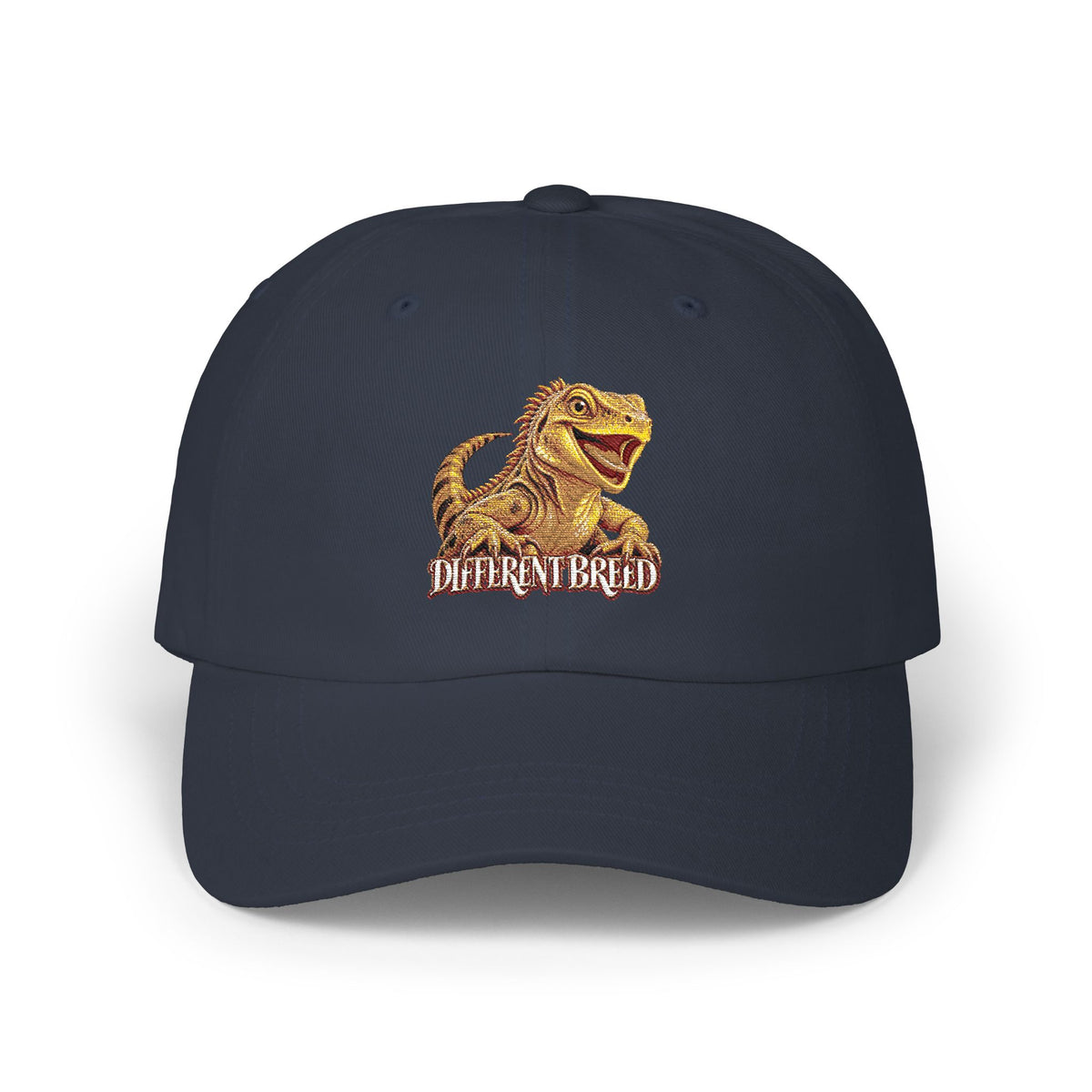 Dad Cap — Golden T-Rex "Dino Brunch" Embroidered Baseball Hat
