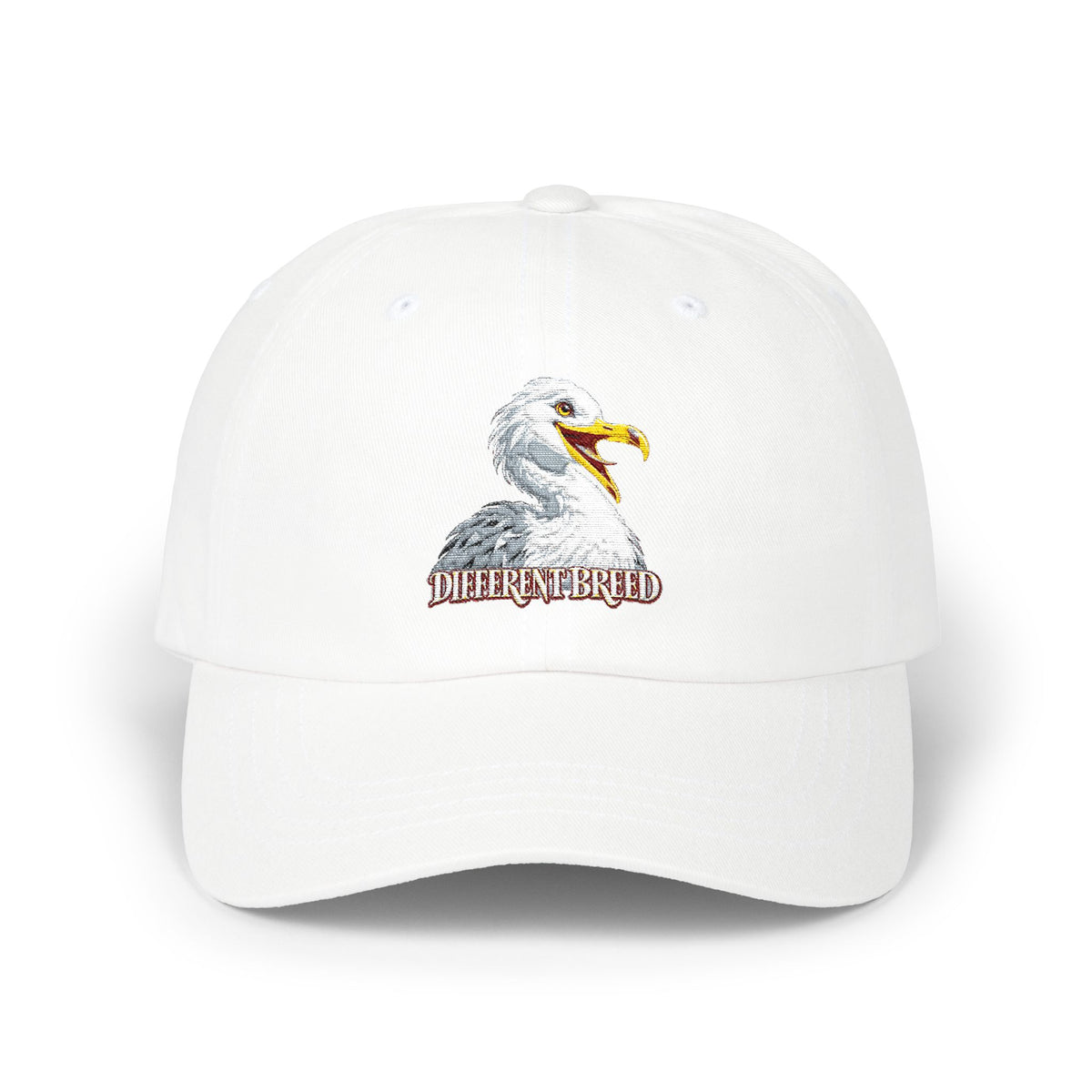 Dad Cap — Embroidered Seagull "Here For the Birds" Hat