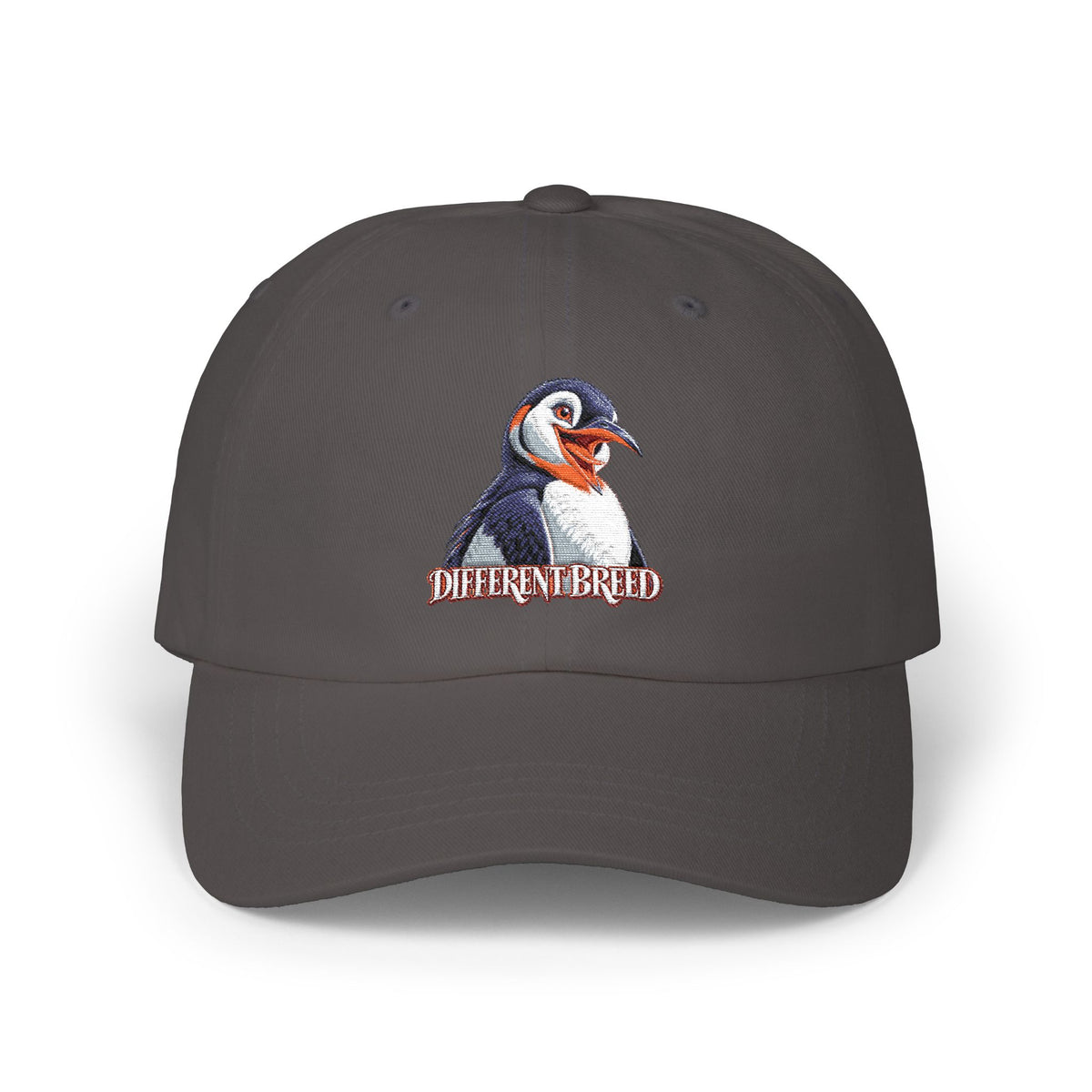 Dad Cap — Embroidered Puffin "Different Breed" Patch