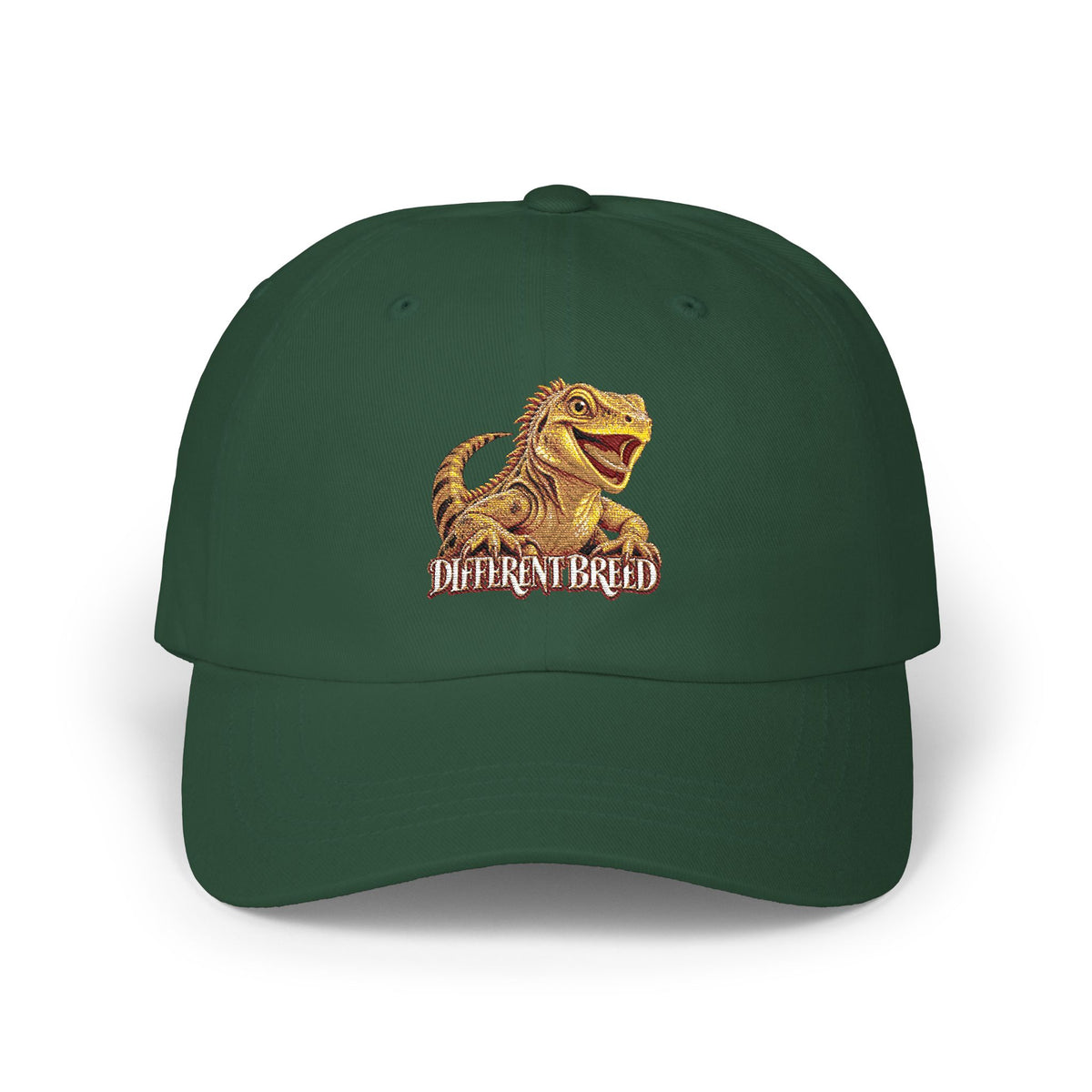 Dad Cap — Golden T-Rex "Dino Brunch" Embroidered Baseball Hat