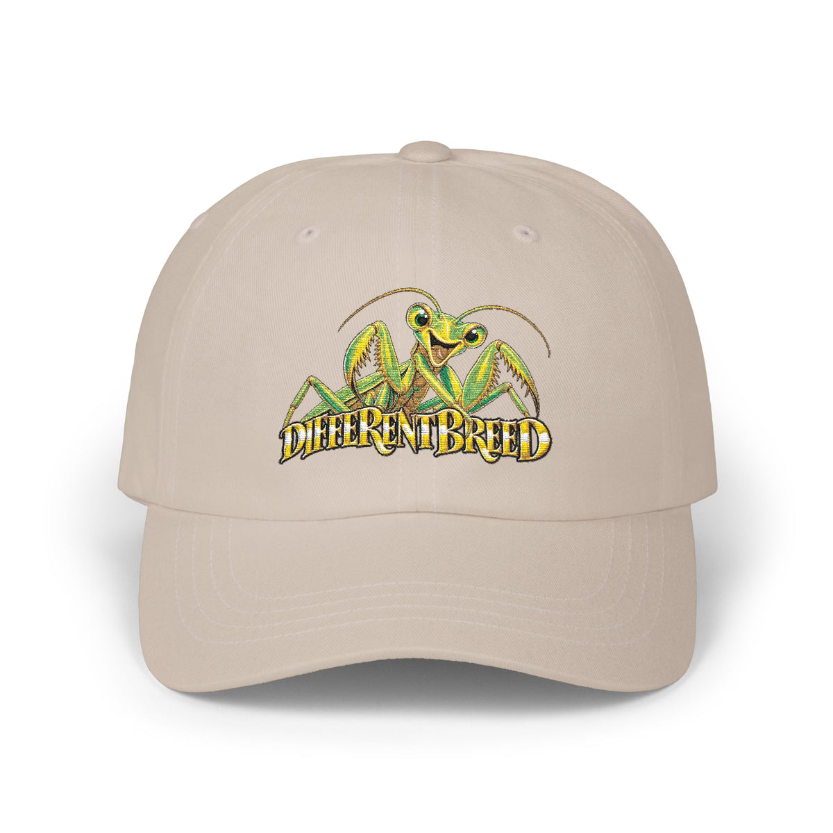 Dad Cap — Yellow Praying Mantis "Differentbreed" Embroidered Hat