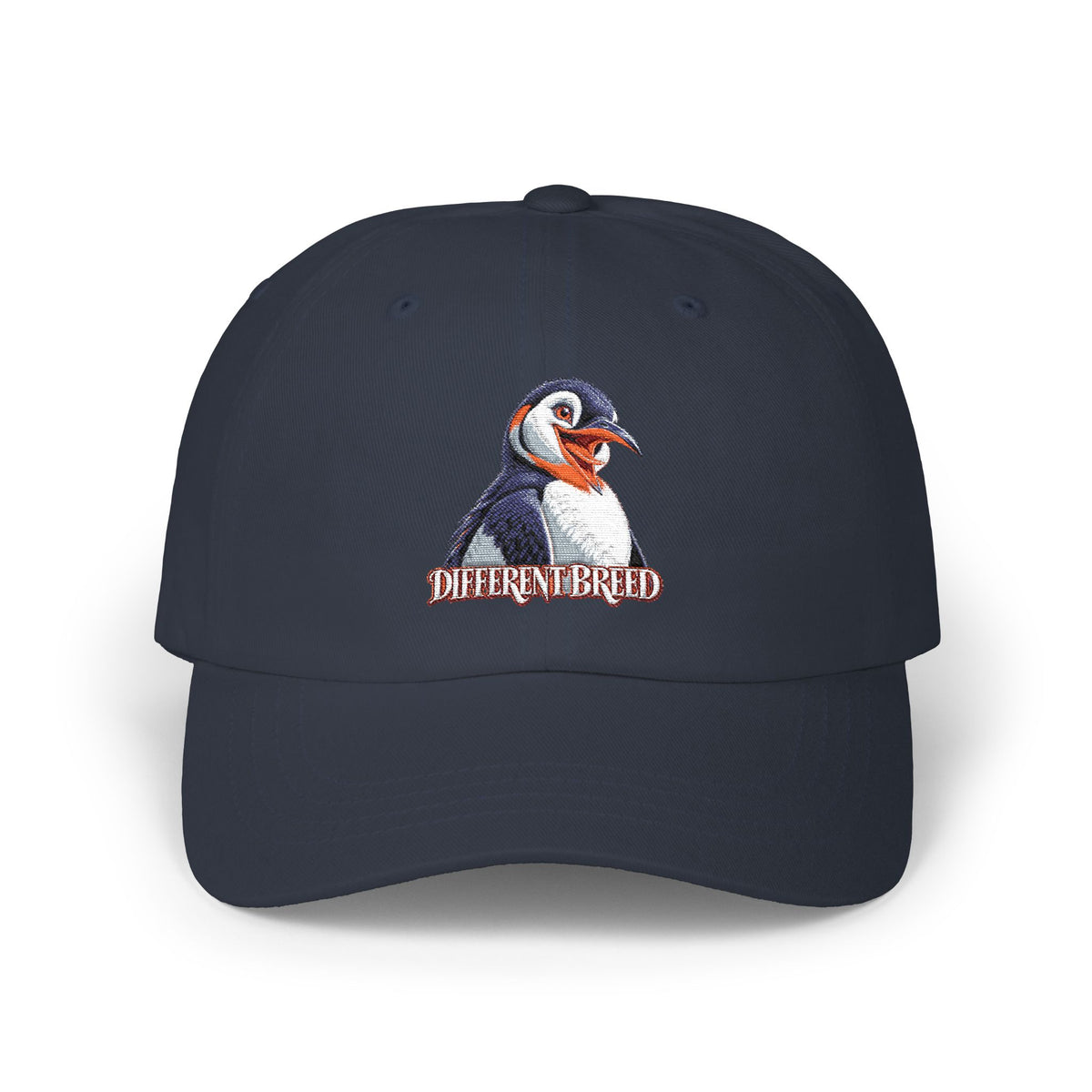 Dad Cap — Embroidered Puffin "Different Breed" Patch