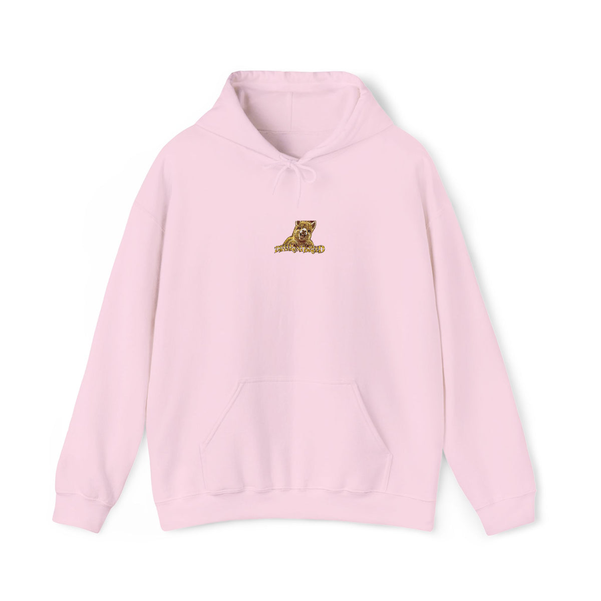 Hoodie — Gold Leopard Script "L" Minimal Chest Logo