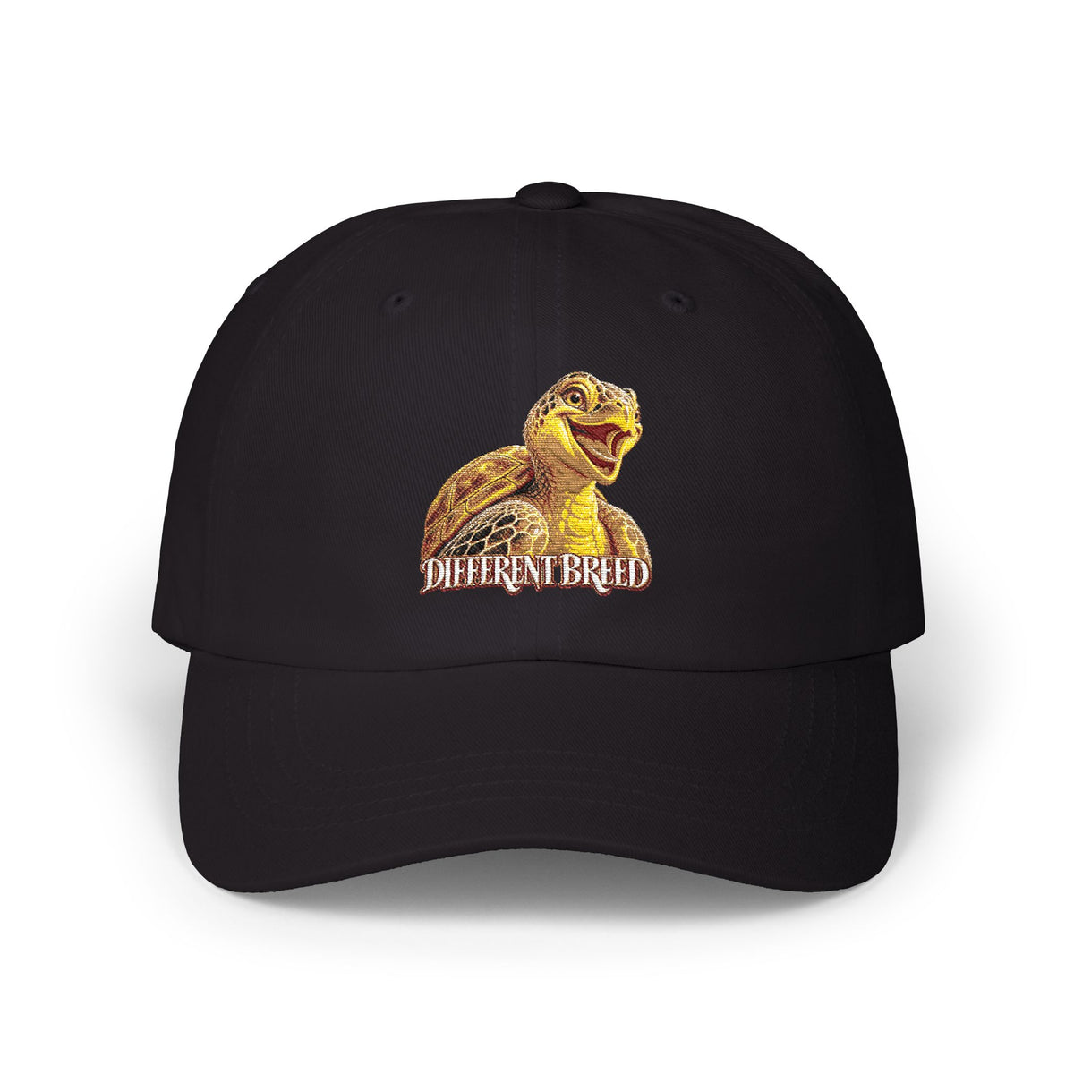 Dad Cap — Golden Laughing Tortoise "Different Breed" Embroidered Hat