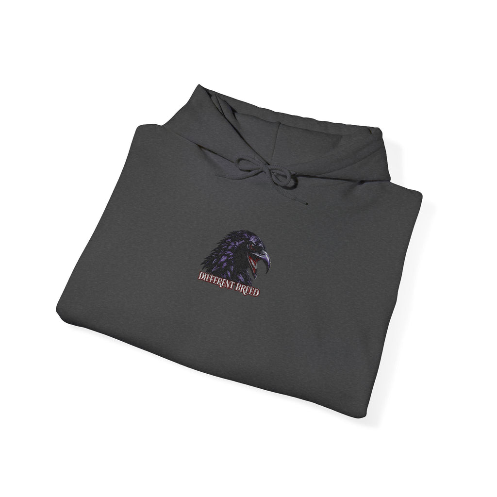 Raven Moon Graphic Hoodie — Small Gothic Crow Design