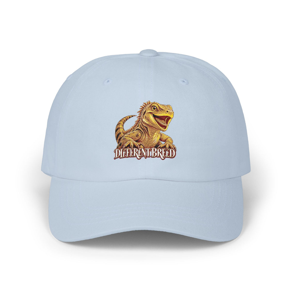 Dad Cap — Golden T-Rex "Dino Brunch" Embroidered Baseball Hat