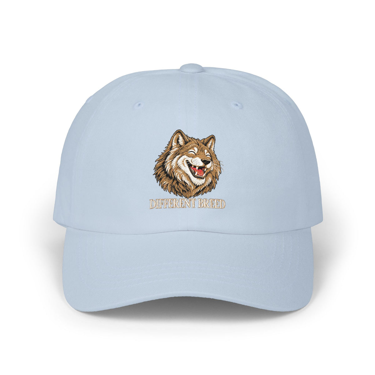 Wolf Embroidered Dad Cap — Classic White Hat with Howling Wolf Design