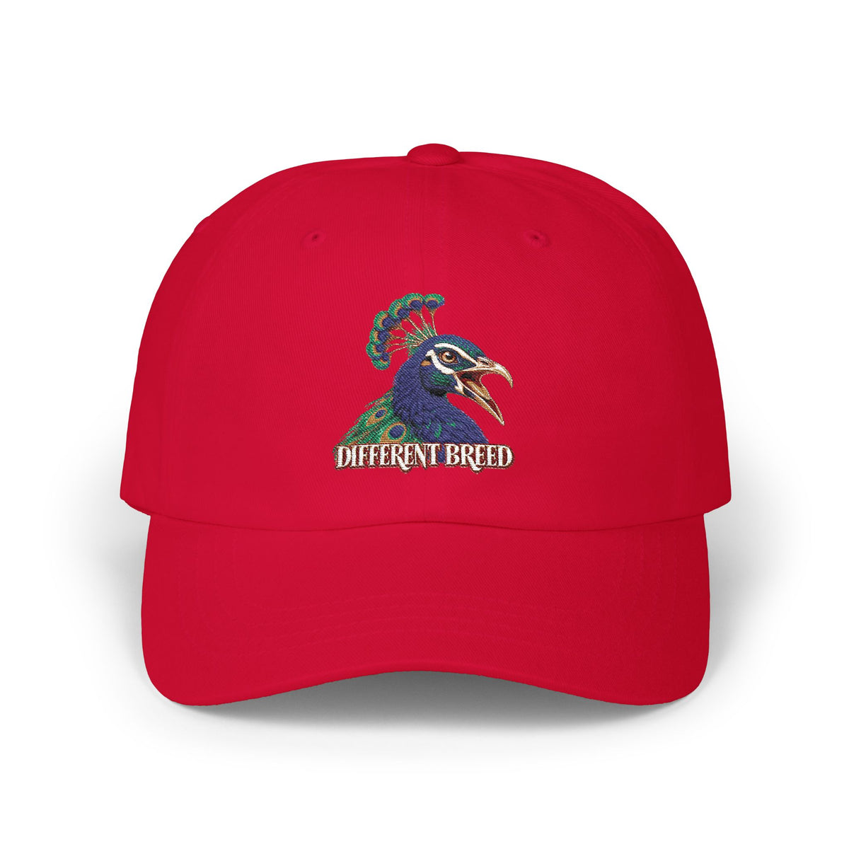 Dad Cap — Vibrant Rooster Embroidered "Different Breed" Hat