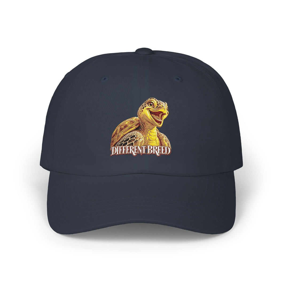Dad Cap — Golden Laughing Tortoise "Different Breed" Embroidered Hat