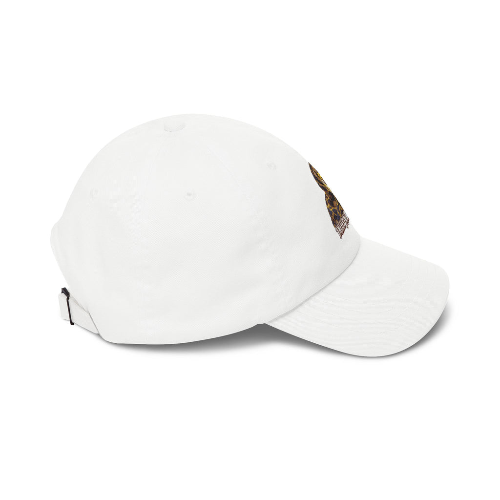 Snake Embroidered Dad Cap - 'Self-Liberated' Vintage-Inspired White Baseball Hat