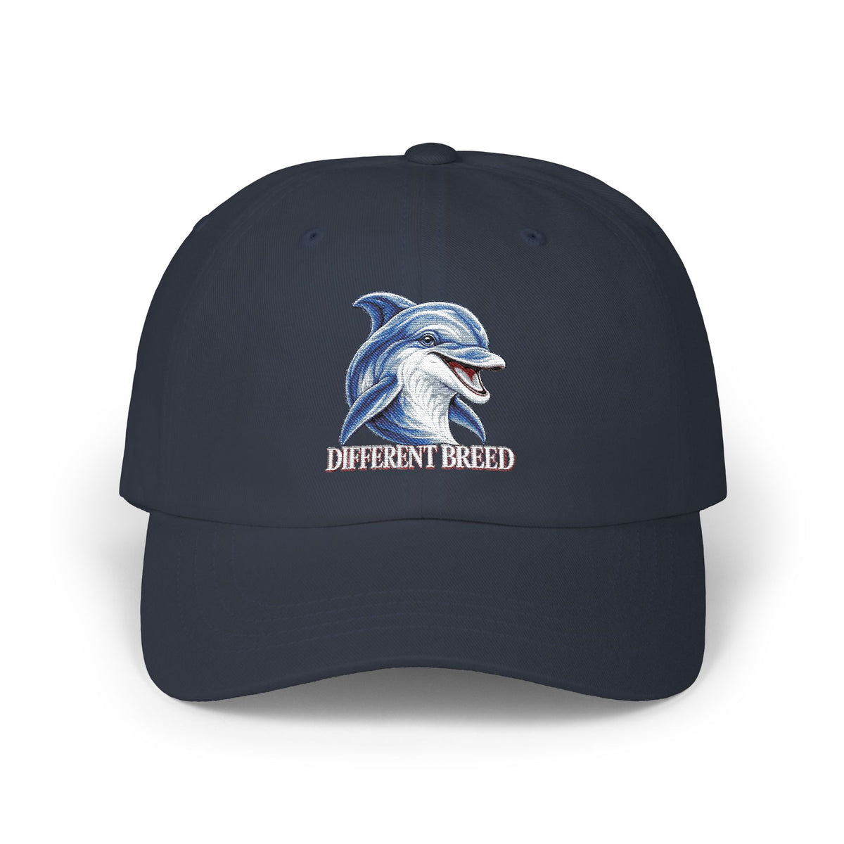 Dad Cap with Smiling Dolphin Embroidery – "Different Breed" Casual Baseball Hat