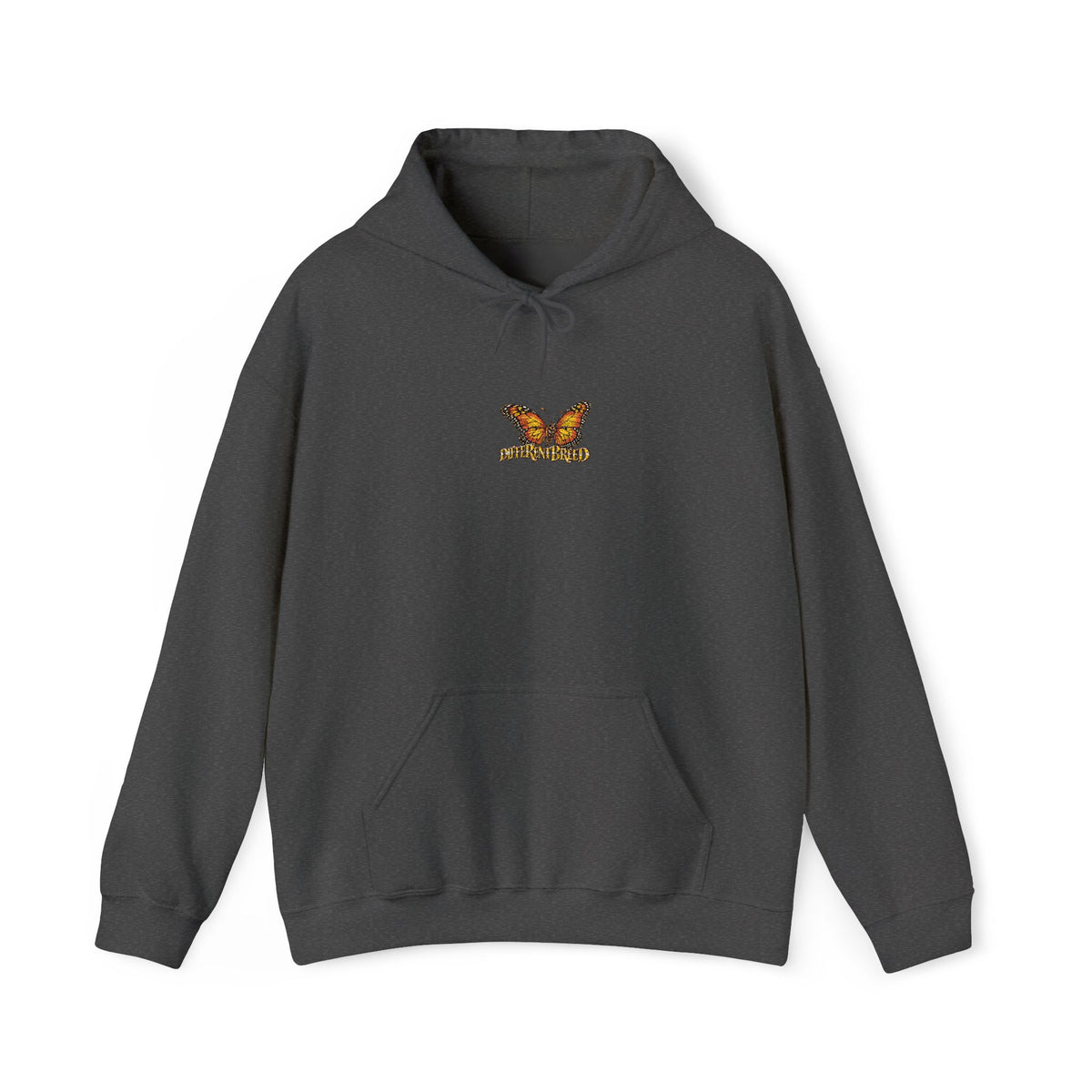 Butterfly Logo Hoodie — Small Warm Monarch Graphic Pullover