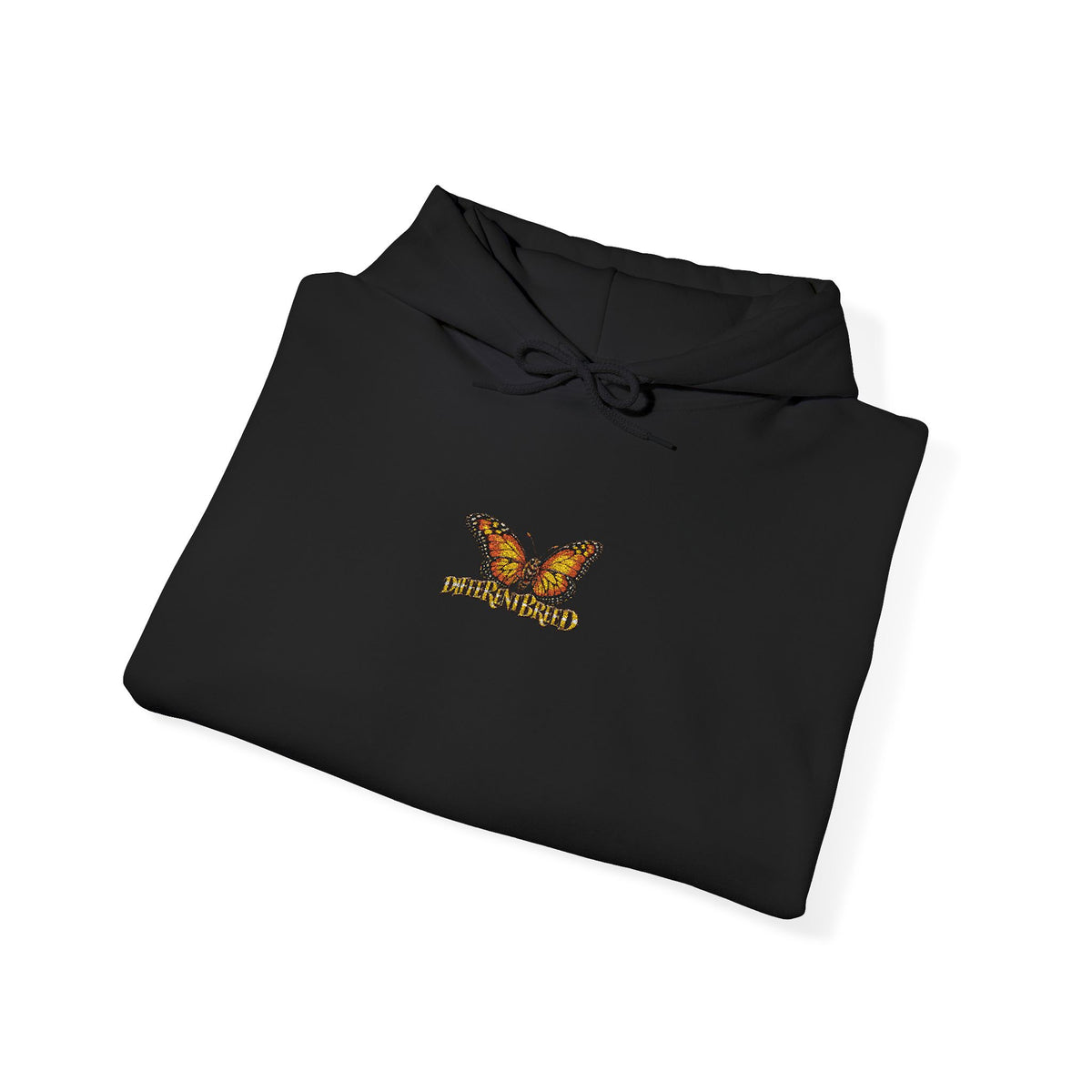 Butterfly Logo Hoodie — Small Warm Monarch Graphic Pullover