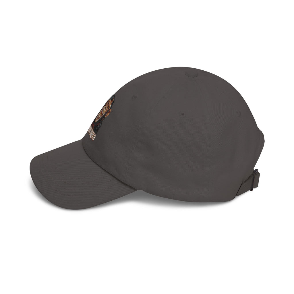 Embroidered Grinning Chimp Dad Cap — Humorous Animal Baseball Hat