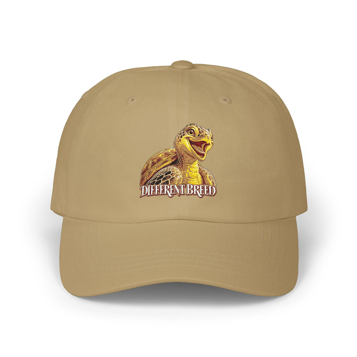 Dad Cap — Golden Laughing Tortoise "Different Breed" Embroidered Hat