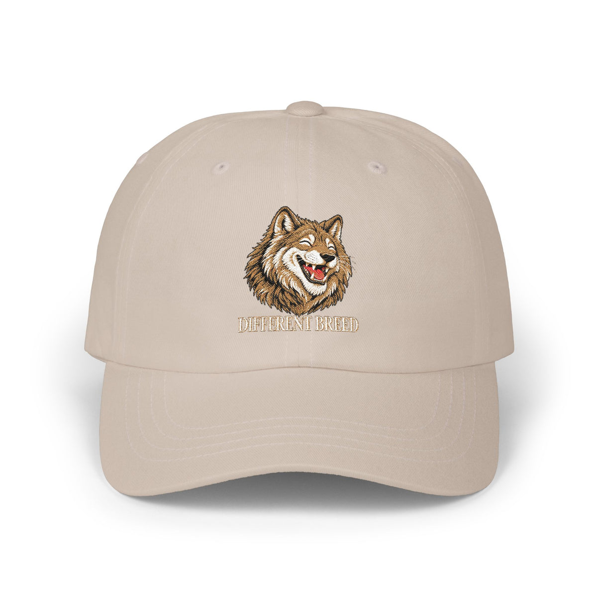 Wolf Embroidered Dad Cap — Classic White Hat with Howling Wolf Design