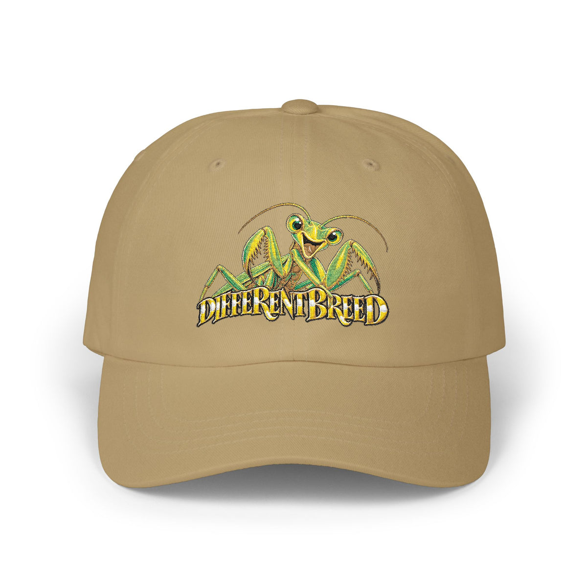 Dad Cap — Yellow Praying Mantis "Differentbreed" Embroidered Hat