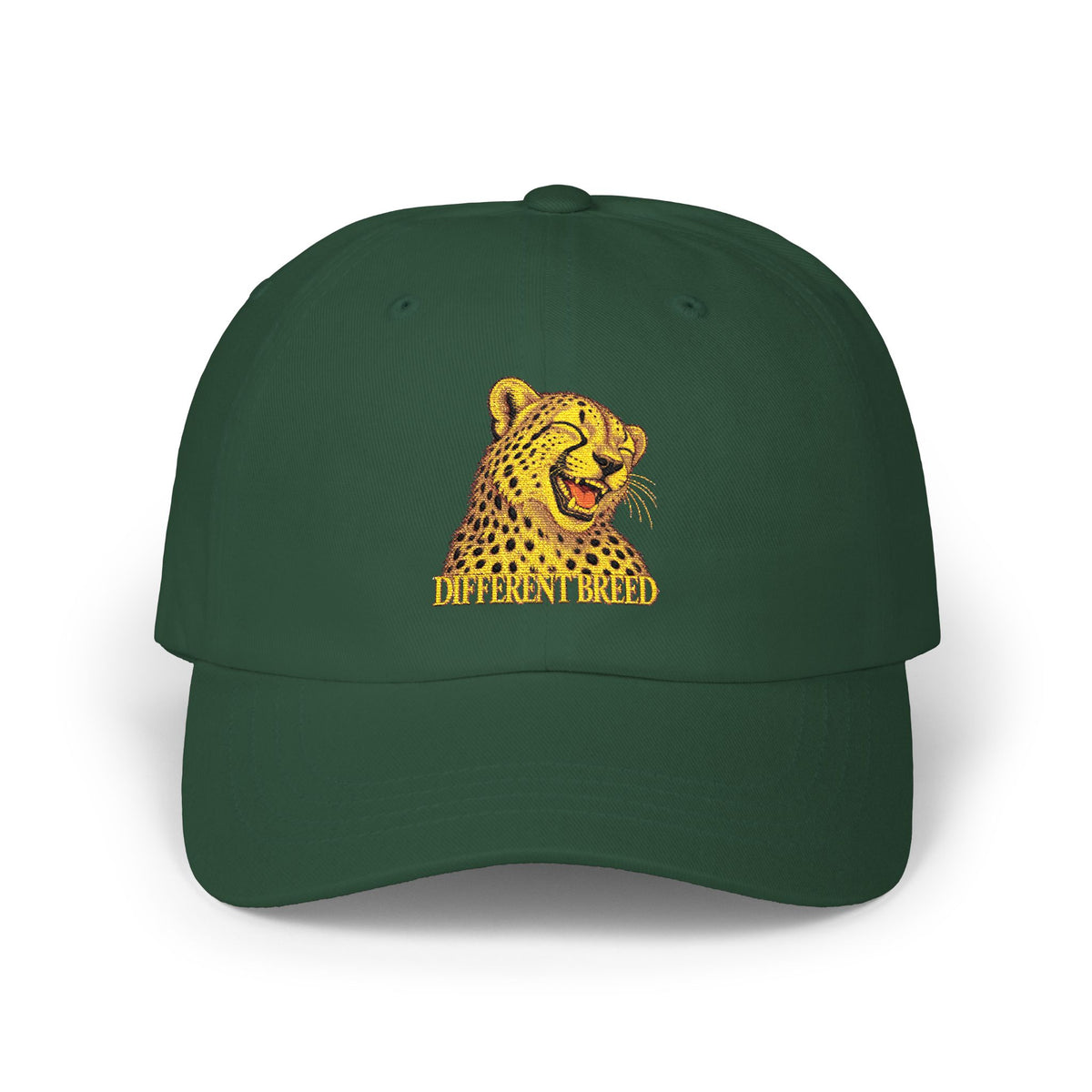 Cheerful Cheetah Dad Cap — Embroidered Smiling Leopard Baseball Hat