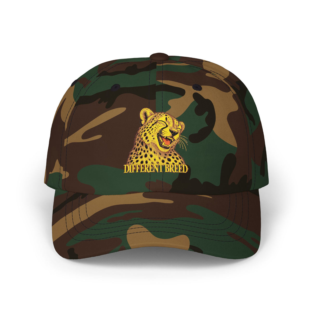 Cheerful Cheetah Dad Cap — Embroidered Smiling Leopard Baseball Hat