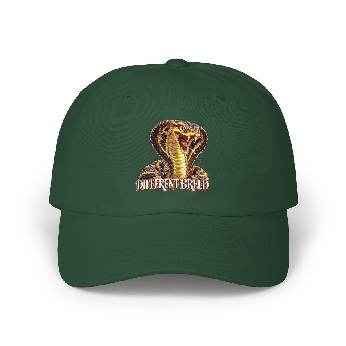 Dad Cap — Embroidered Gold Cobra "Different Breed" Baseball Hat