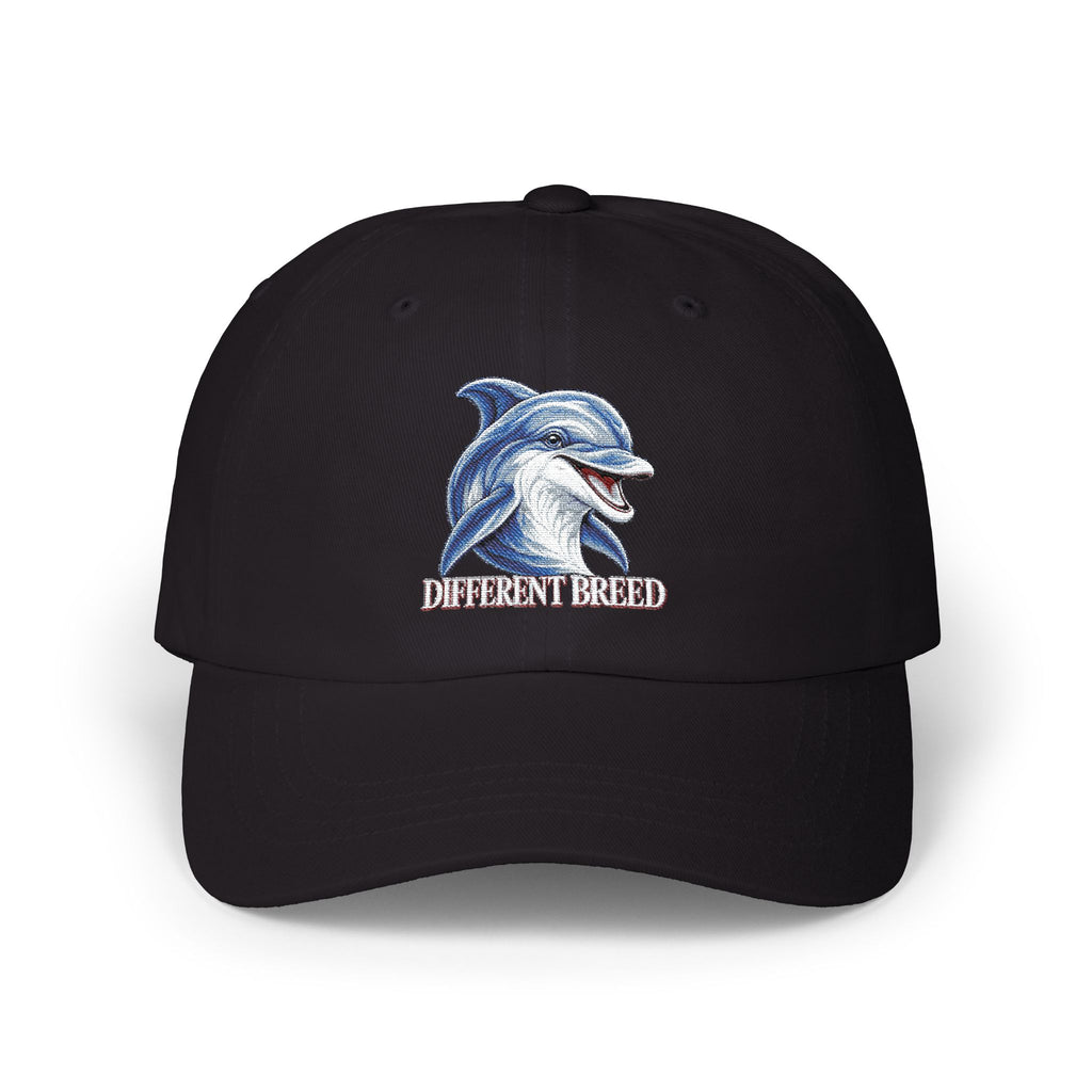Dad Cap with Smiling Dolphin Embroidery – "Different Breed" Casual Baseball Hat