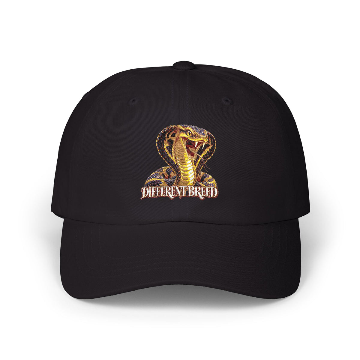 Dad Cap — Embroidered Gold Cobra "Different Breed" Baseball Hat