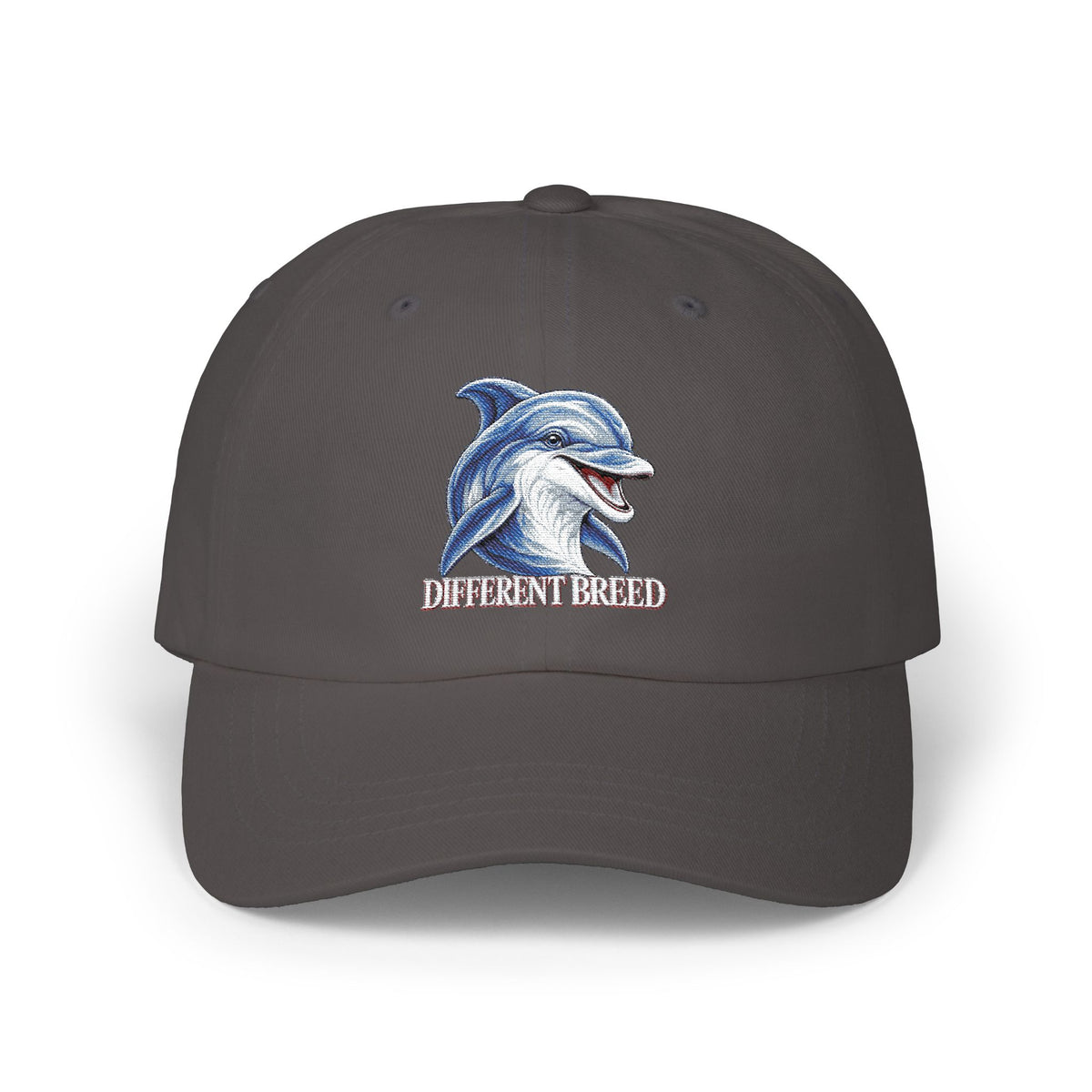 Dad Cap with Smiling Dolphin Embroidery – "Different Breed" Casual Baseball Hat