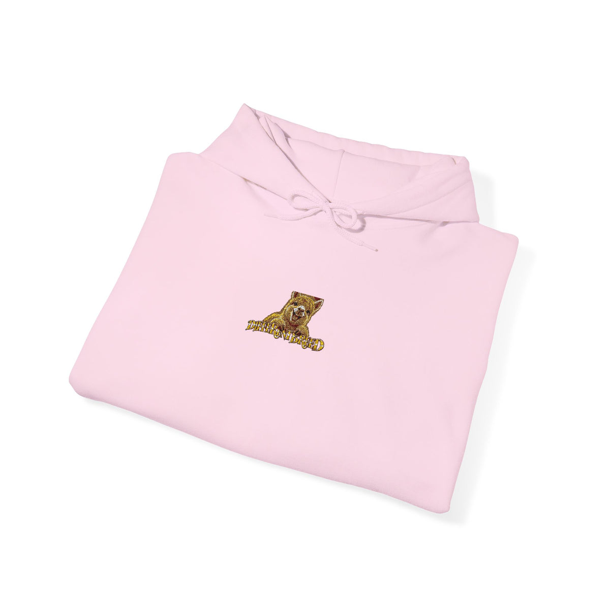 Hoodie — Gold Leopard Script "L" Minimal Chest Logo