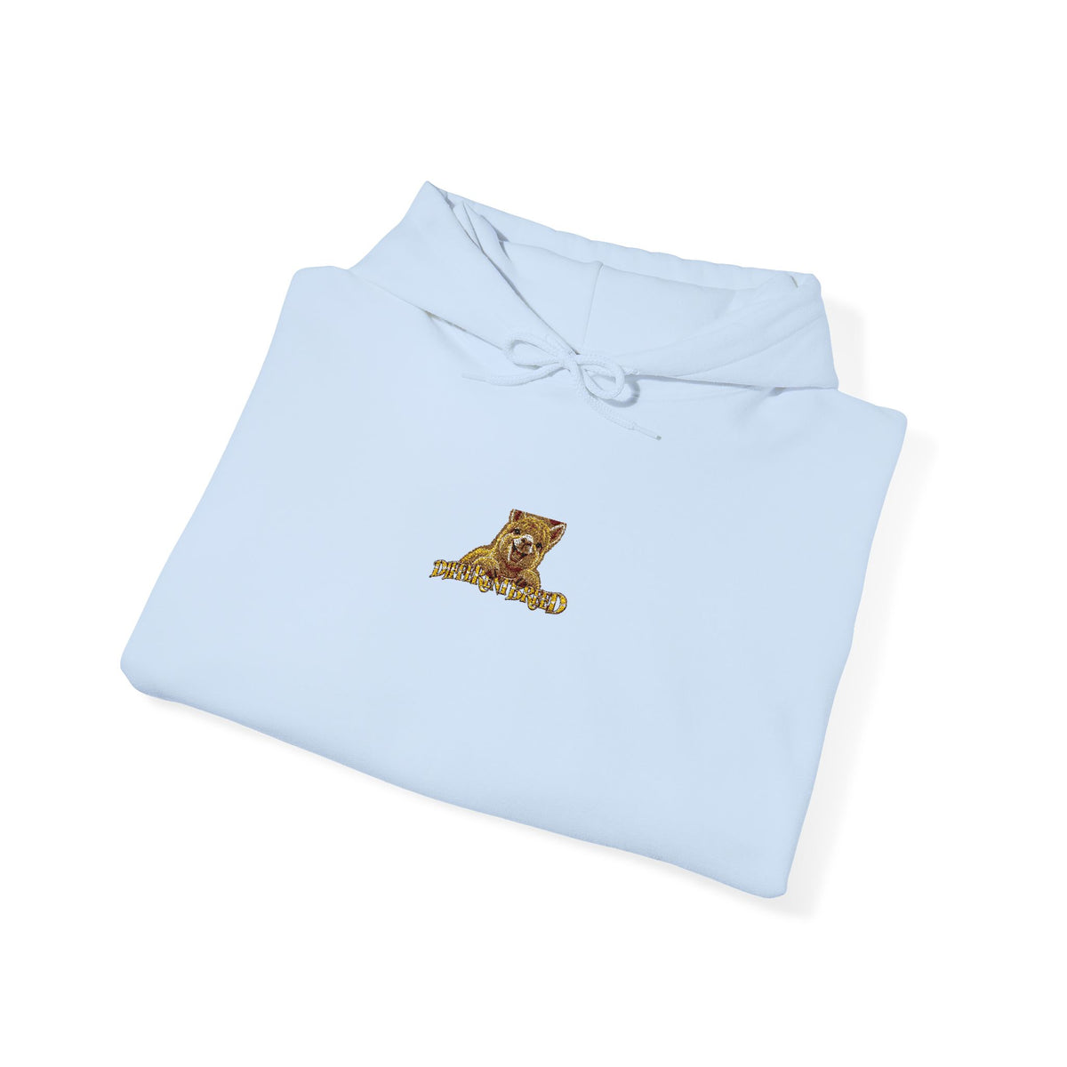 Hoodie — Gold Leopard Script "L" Minimal Chest Logo