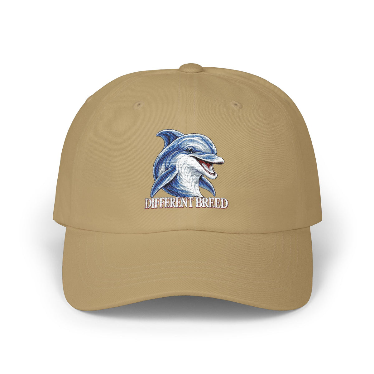 Dad Cap with Smiling Dolphin Embroidery – "Different Breed" Casual Baseball Hat