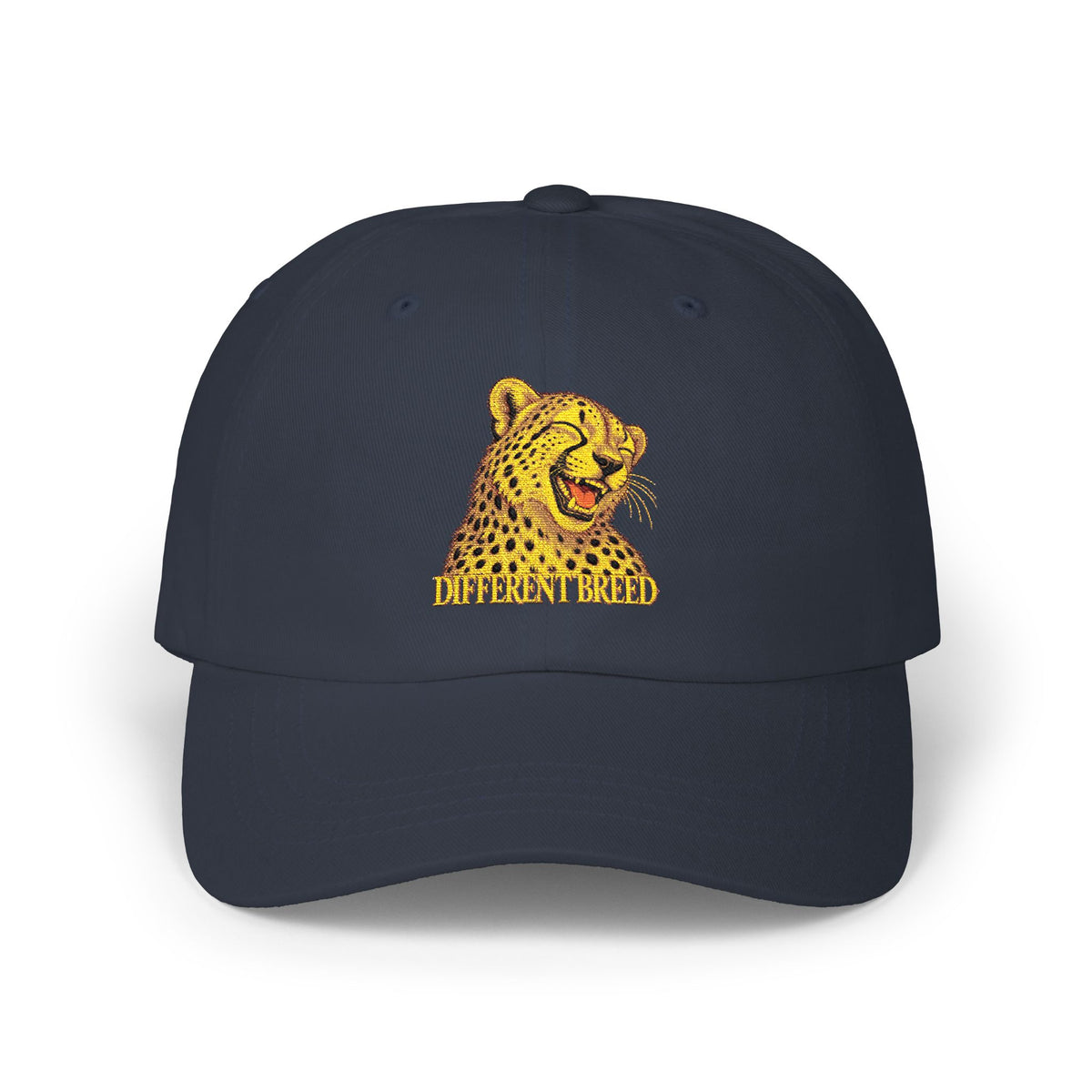 Cheerful Cheetah Dad Cap — Embroidered Smiling Leopard Baseball Hat