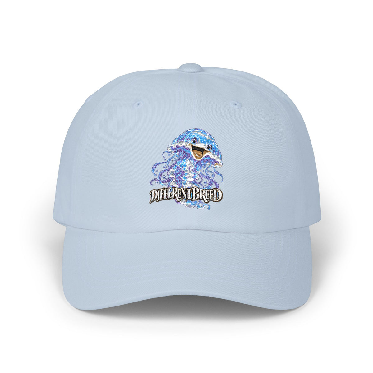 Dad Cap – Blue Wave Skull "Defiant Breed" Embroidered Baseball Hat