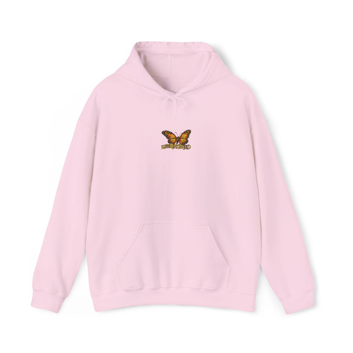 Butterfly Logo Hoodie — Small Warm Monarch Graphic Pullover