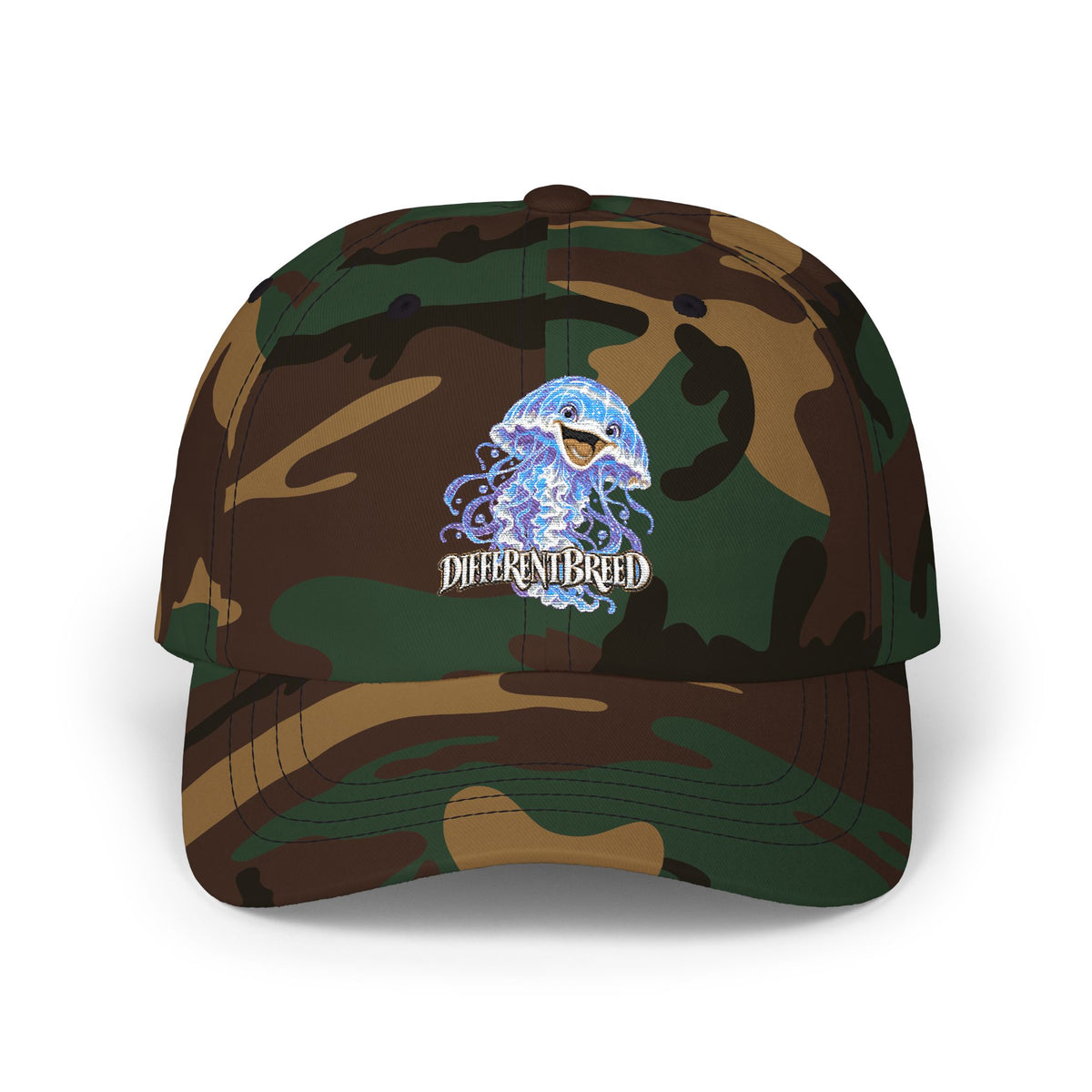Dad Cap – Blue Wave Skull "Defiant Breed" Embroidered Baseball Hat