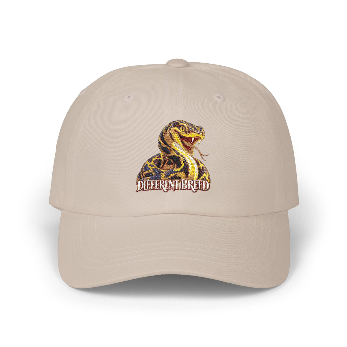 Snake Embroidered Dad Cap - 'Self-Liberated' Vintage-Inspired White Baseball Hat
