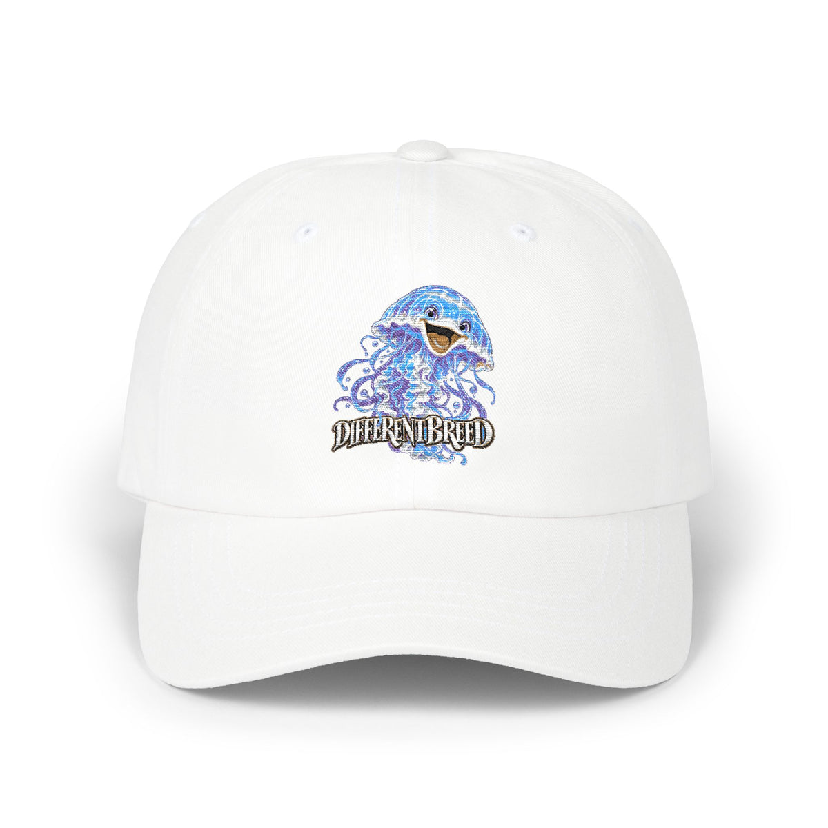 Dad Cap – Blue Wave Skull "Defiant Breed" Embroidered Baseball Hat