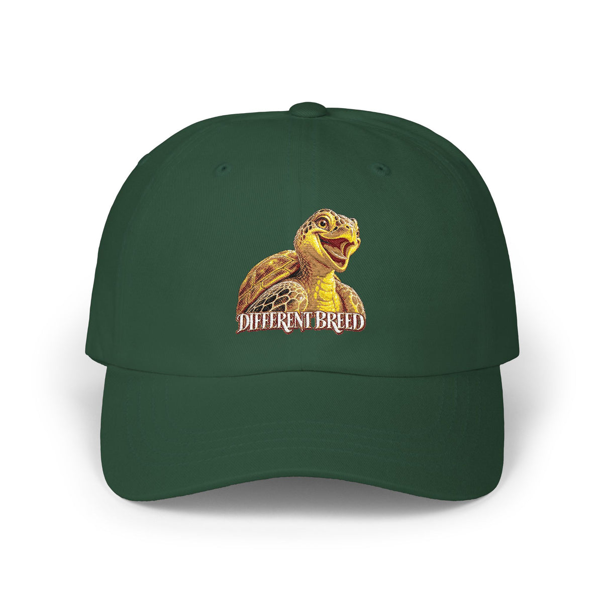 Dad Cap — Golden Laughing Tortoise "Different Breed" Embroidered Hat